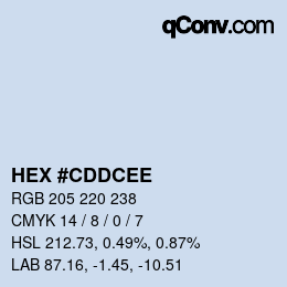 Color code: HEX #CDDCEE | qconv.com