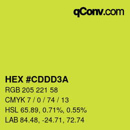 カラーコード: HEX #CDDD3A | qconv.com