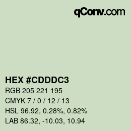 カラーコード: HEX #CDDDC3 | qconv.com