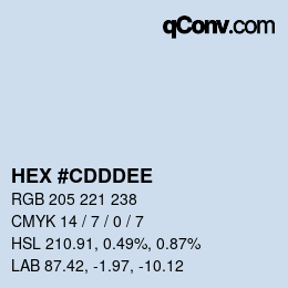 Color code: HEX #CDDDEE | qconv.com