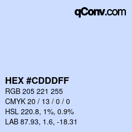 Color code: HEX #CDDDFF | qconv.com