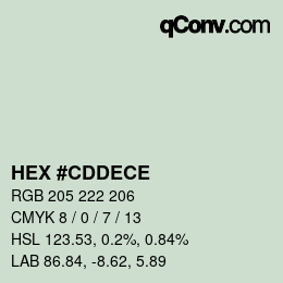Color code: HEX #CDDECE | qconv.com