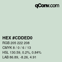 カラーコード: HEX #CDDED0 | qconv.com
