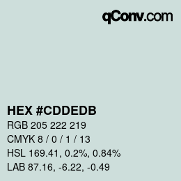 Farbcode: HEX #CDDEDB | qconv.com