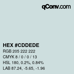 カラーコード: HEX #CDDEDE | qconv.com