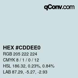 颜色代码: HEX #CDDEE0 | qconv.com