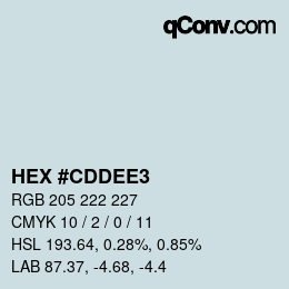 Color code: HEX #CDDEE3 | qconv.com