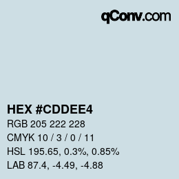 Color code: HEX #CDDEE4 | qconv.com