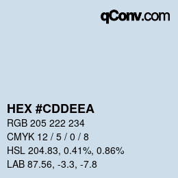颜色代码: HEX #CDDEEA | qconv.com