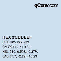 カラーコード: HEX #CDDEEF | qconv.com