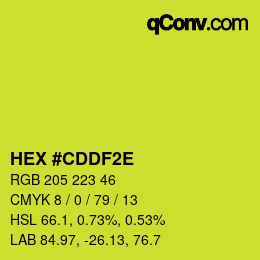 Color code: HEX #CDDF2E | qconv.com
