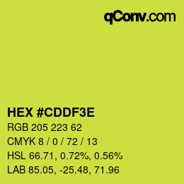 Código de color: HEX #CDDF3E | qconv.com