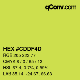 Color code: HEX #CDDF4D | qconv.com
