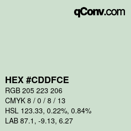 Color code: HEX #CDDFCE | qconv.com