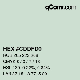 Color code: HEX #CDDFD0 | qconv.com