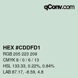 Color code: HEX #CDDFD1 | qconv.com