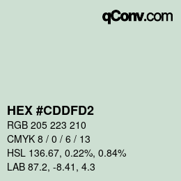 Color code: HEX #CDDFD2 | qconv.com