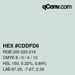カラーコード: HEX #CDDFD6 | qconv.com