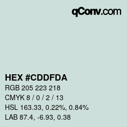 カラーコード: HEX #CDDFDA | qconv.com