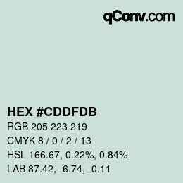 カラーコード: HEX #CDDFDB | qconv.com