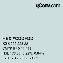 颜色代码: HEX #CDDFDD | qconv.com