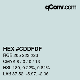 Color code: HEX #CDDFDF | qconv.com