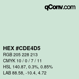 Color code: HEX #CDE4D5 | qconv.com