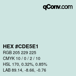 Color code: HEX #CDE5E1 | qconv.com