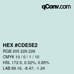 カラーコード: HEX #CDE5E2 | qconv.com