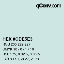 カラーコード: HEX #CDE5E3 | qconv.com