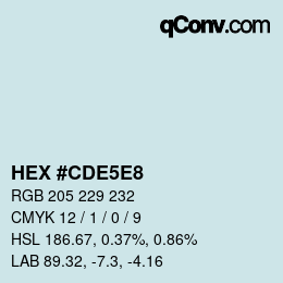 カラーコード: HEX #CDE5E8 | qconv.com