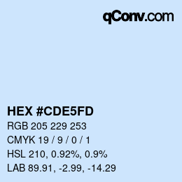 カラーコード: HEX #CDE5FD | qconv.com