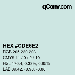 Código de color: HEX #CDE6E2 | qconv.com