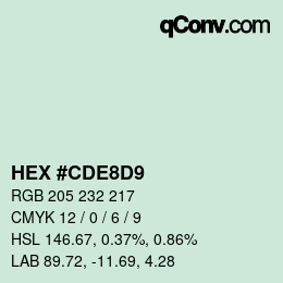 Color code: HEX #CDE8D9 | qconv.com