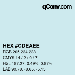 カラーコード: HEX #CDEAEE | qconv.com