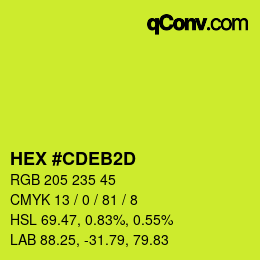 Color code: HEX #CDEB2D | qconv.com