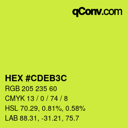 Color code: HEX #CDEB3C | qconv.com
