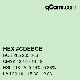 Color code: HEX #CDEBCB | qconv.com