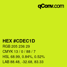 カラーコード: HEX #CDEC1D | qconv.com