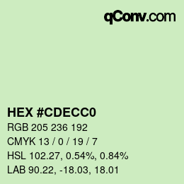 Color code: HEX #CDECC0 | qconv.com