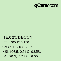 Color code: HEX #CDECC4 | qconv.com