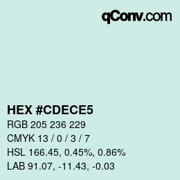 カラーコード: HEX #CDECE5 | qconv.com