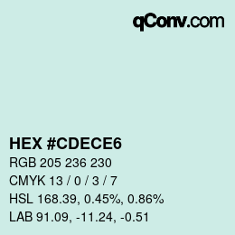 カラーコード: HEX #CDECE6 | qconv.com