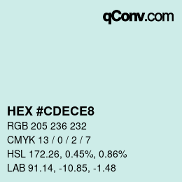 カラーコード: HEX #CDECE8 | qconv.com