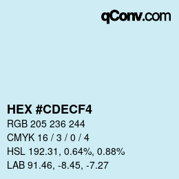 Color code: HEX #CDECF4 | qconv.com