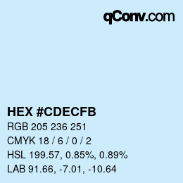 Color code: HEX #CDECFB | qconv.com