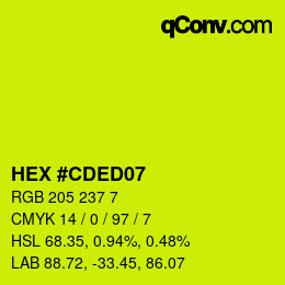Color code: HEX #CDED07 | qconv.com