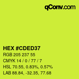 Color code: HEX #CDED37 | qconv.com