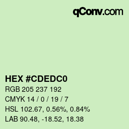 カラーコード: HEX #CDEDC0 | qconv.com