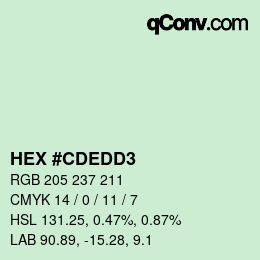 颜色代码: HEX #CDEDD3 | qconv.com